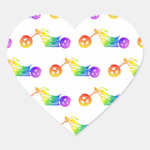 Rainbow Mortocycle Hjärtformat Klistermärke