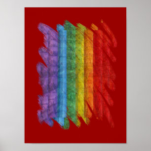 Rainbow Mosaic Gay pride Flagga (Paintbrush) Poster