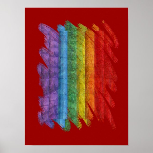 Rainbow Mosaic Gay pride Flagga (Paintbrush) Poster (Framsidan)
