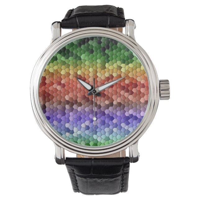 Rainbow Mosaic Mönster Armbandsur (Framsida)