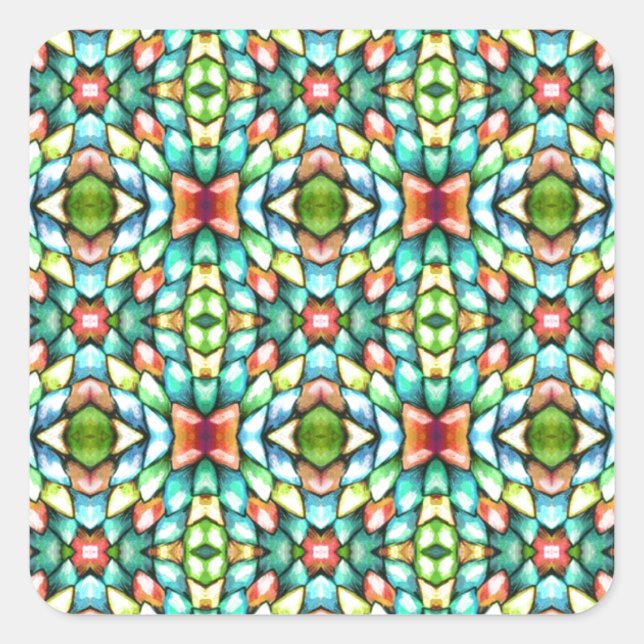 Rainbow Mosaic Tiles Stones Fyrkantigt Klistermärke (Framsida)