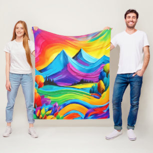 Rainbow Mountain Majesty Art Fleecefilt
