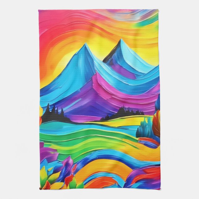 Rainbow Mountain Majesty Art Kökshandduk (Vertikal)