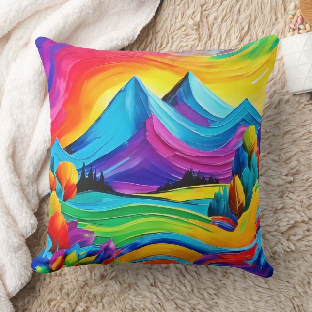 Rainbow Mountain Majesty Art Kudde (Filt)