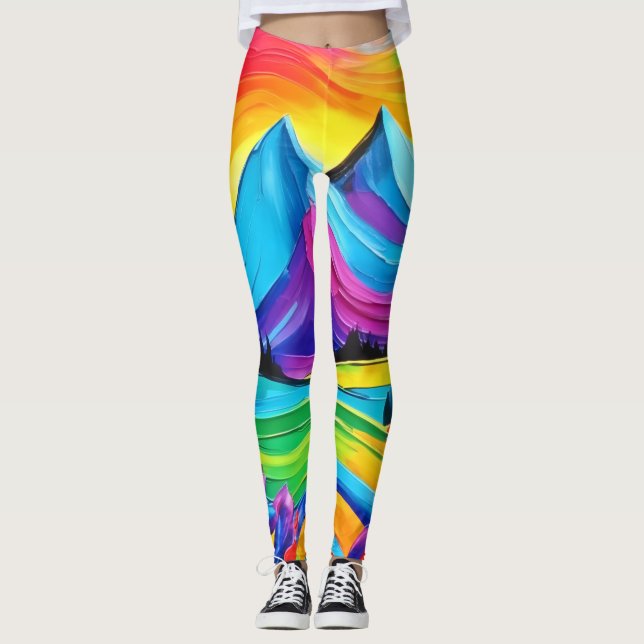 Rainbow Mountain Majesty Art Leggings (Framsida)