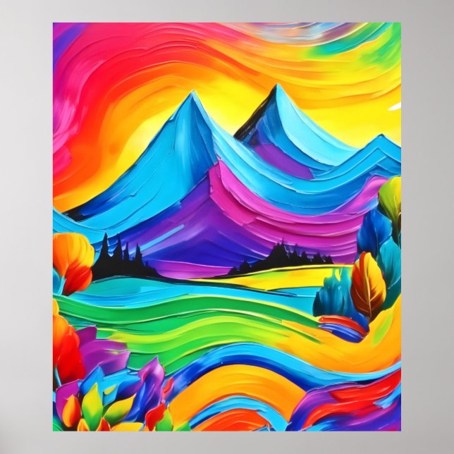 Rainbow Mountain Majesty Art Poster (Framsidan)