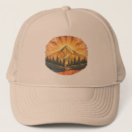 Rainbow Mountain Peak | Retro Mountains Sunrise  Keps