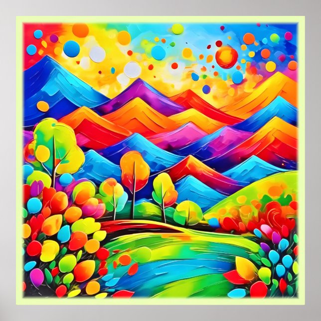 Rainbow Mountains Abstrakt liggande Poster (Framsidan)