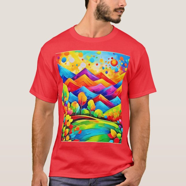 Rainbow Mountains Abstrakt liggande T Shirt (Framsida)