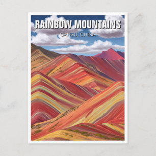 Rainbow Mountains Gansu China Travel Vykort