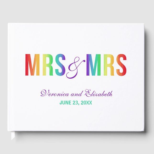 Rainbow Mrs. & Mrs. | LESBISK BRÖLLOP Gästböcker (Framsida)