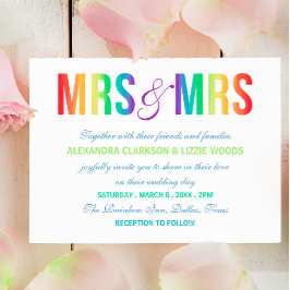 Rainbow Mrs. & Mrs. | LESBISK BRÖLLOP Inbjudningar