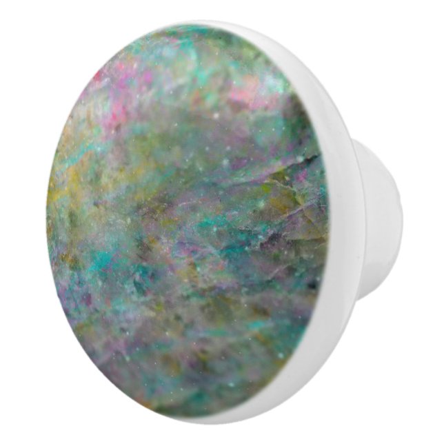 Rainbow Multi Crystal Sten Marble Knopp (Höger)
