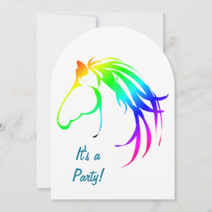 Rainbow Multicolor Horse Birthday Anpassningsbar I Inbjudningar