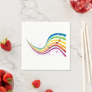 Rainbow Music Wave Pappra Napkins Pappersservett