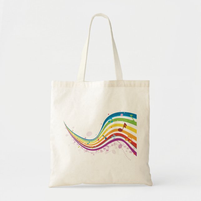 Rainbow Music Wave Tote Bag Tygkasse (Framsidan)