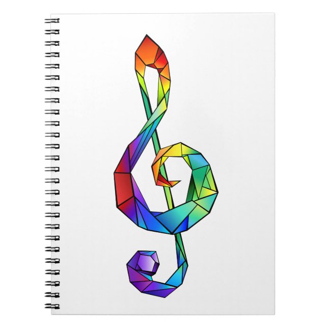 Rainbow Musical Nyckel treble clef Anteckningsbok (Framsidan)