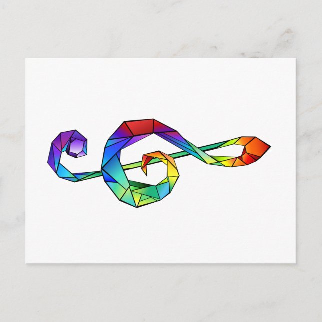 Rainbow Musical Nyckel treble clef Helg Vykort (Framsida)