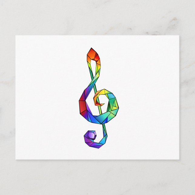 Rainbow Musical Nyckel treble clef Inbjudan Vykort (Framsida)