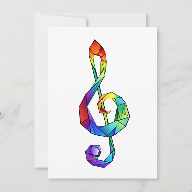Rainbow Musical Nyckel treble clef Inbjudningar (Framsida)