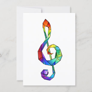 Rainbow Musical Nyckel treble clef Inbjudningar