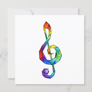 Rainbow Musical Nyckel treble clef Inbjudningar