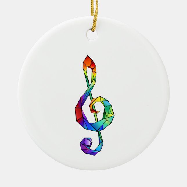 Rainbow Musical Nyckel treble clef Julgransprydnad Keramik (Framsidan)