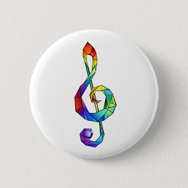 Rainbow Musical Nyckel treble clef Knapp (Framsida)