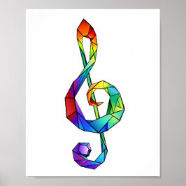 Rainbow Musical Nyckel treble clef Poster