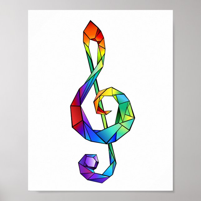 Rainbow Musical Nyckel treble clef Poster (Framsidan)