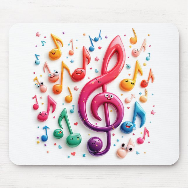 Rainbow Musik noter med eyebollar Musmatta (Framsidan)