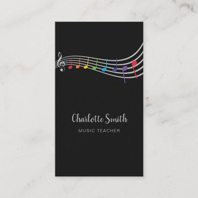 Rainbow Musik noter Music Teacher Elegant Visitkort (Framsida)
