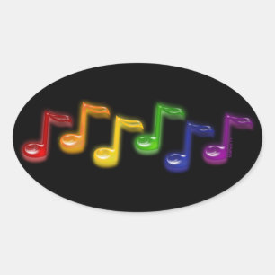 Rainbow Musik noter Stickers Ovalt Klistermärke