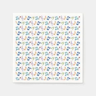 Rainbow Musik noter (vit) Pappersservett