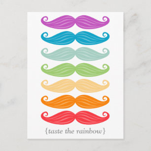 Rainbow Mustacher Postcard Vykort