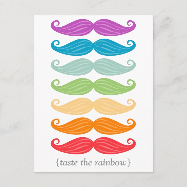 Rainbow Mustacher Postcard Vykort (Framsida)