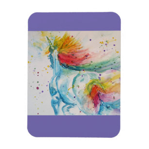 Rainbow My Horse är ett Unicorn Watercolor Magnet