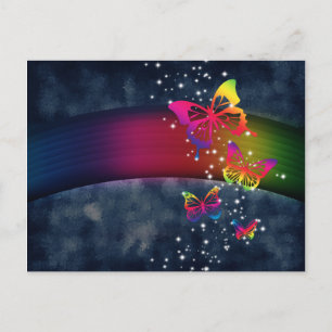 Rainbow n Butterflies Vykort