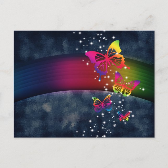 Rainbow n Butterflies Vykort (Framsida)