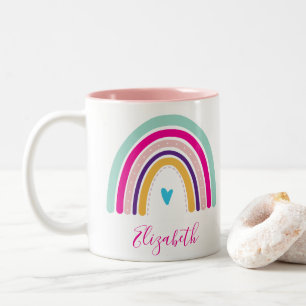RAINBOW NAMN färgstark roligt boho-design Två-Tonad Mugg
