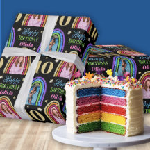 Rainbow Namn Grattis på födelsedagen Wrapping Papp