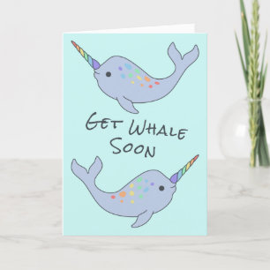 Rainbow Narwhal Get Whale Soon Card Kort