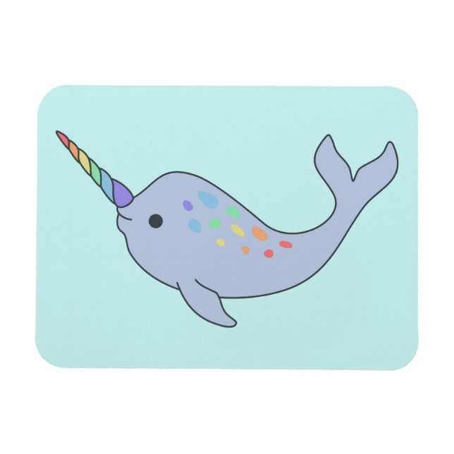 Rainbow Narwhal Magnet (Horisontell)