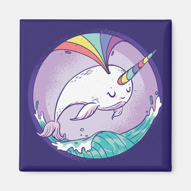 Rainbow Narwhal Magnet (Framsidan)