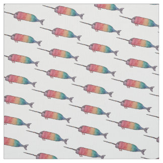 Rainbow Narwhal Mönster Fabric Skriv ut Tyg