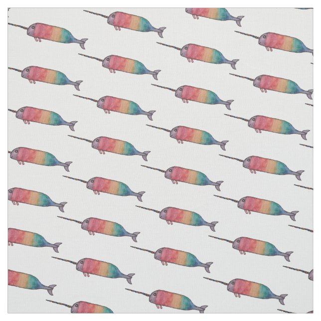 Rainbow Narwhal Mönster Fabric Skriv ut Tyg (Provkarta)