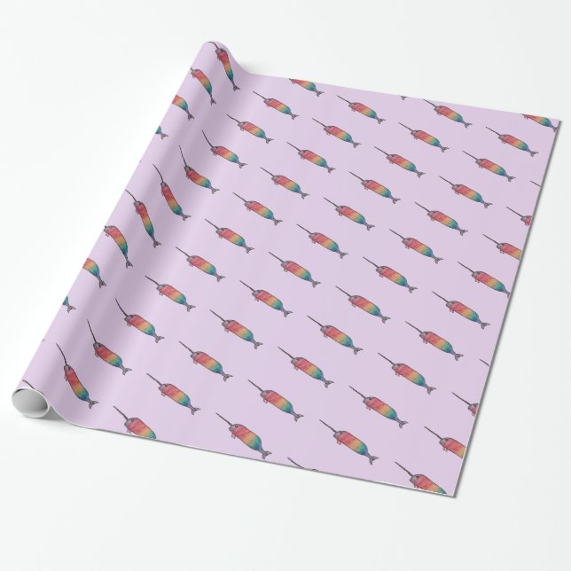 Rainbow Narwhal Presentpapper (Utrullad)