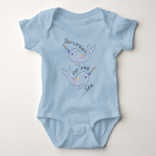 Rainbow Narwhal Sea Unicorns Baby Bodykoste T Shirt