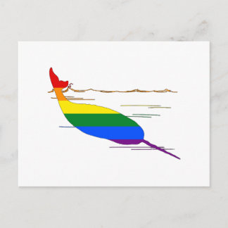 Rainbow Narwhal Vykort