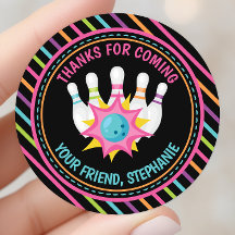 Rainbow Neon Bowling Födelsedagsfest Tack